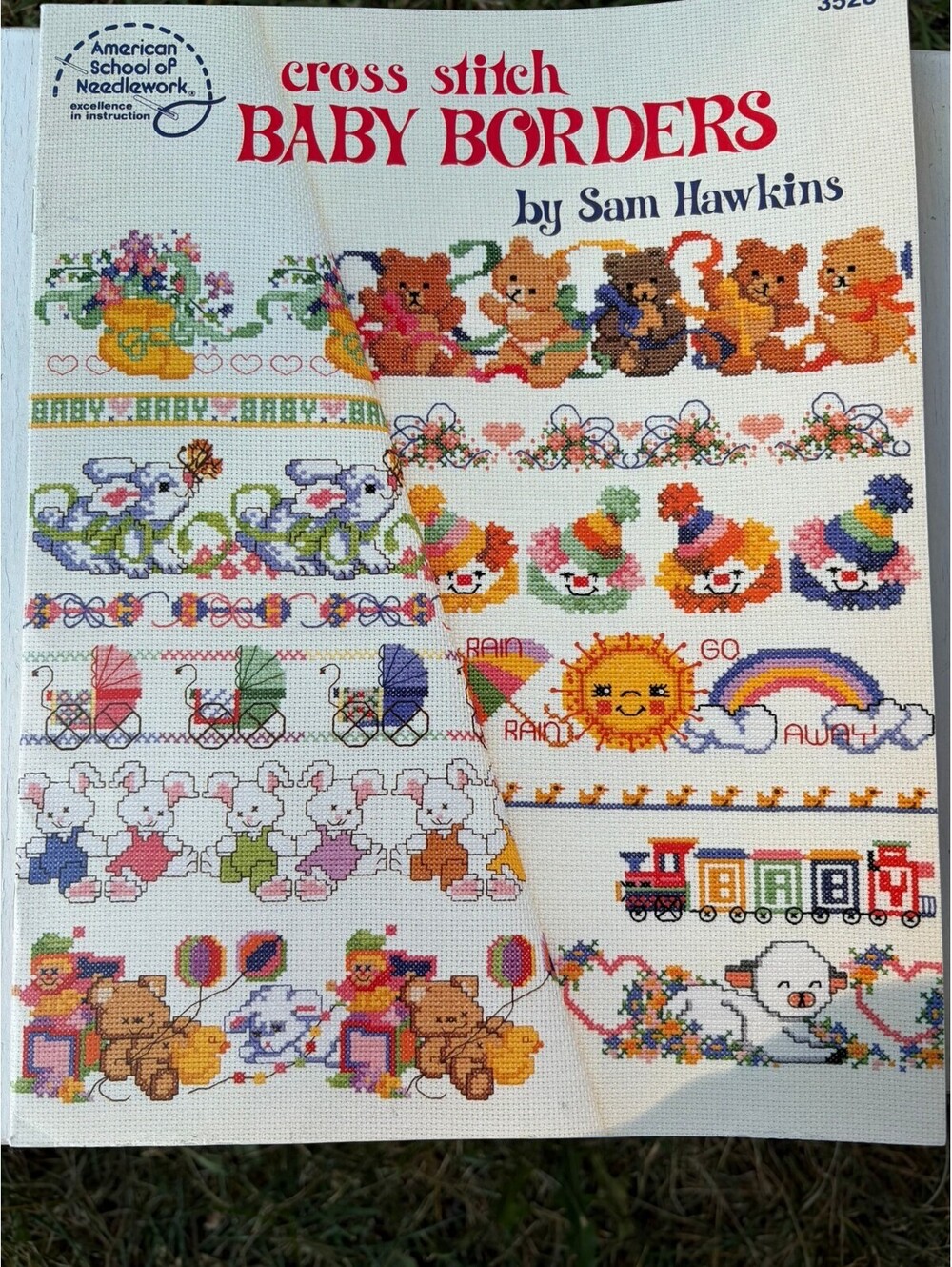 Vintage 1989 Cross Stitch Baby Borders Pattern Book